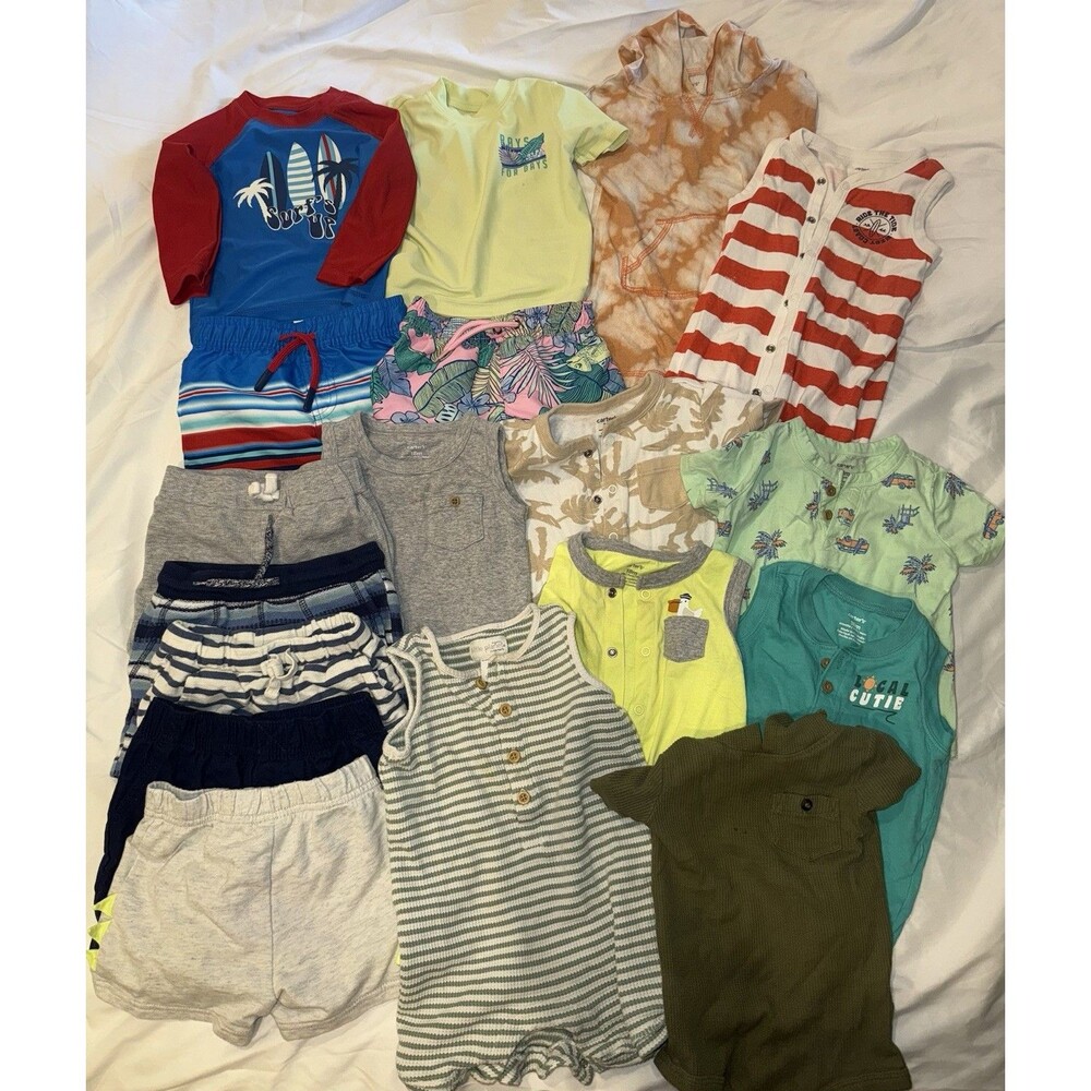 Baby Boy 18 Month Bundle. Lot of 32 items. Swimsuits, Pajamas, Shorts, Shirts